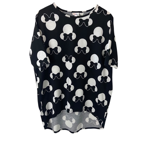 LuLaRoe Irma Disney Minnie Mouse Top Novelty Print Black White Sz S - Picture 1 of 7